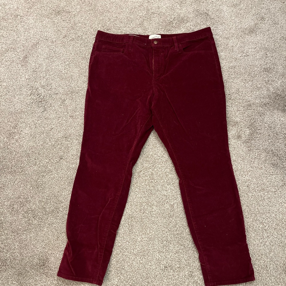 Deep, red corduroys skinny jeans, size 18
